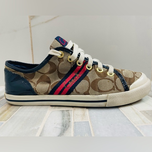 Coach sneakers classic Folly signature logo size womwens 6.5 canvas shoes - Picture 7 of 14